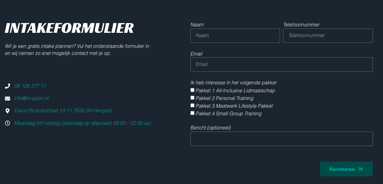 M-Sport intakeformulier