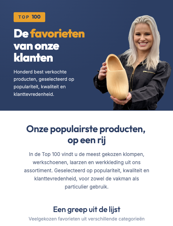 Nieuwsbrief Jansen Klompen - Top 100 favorieten