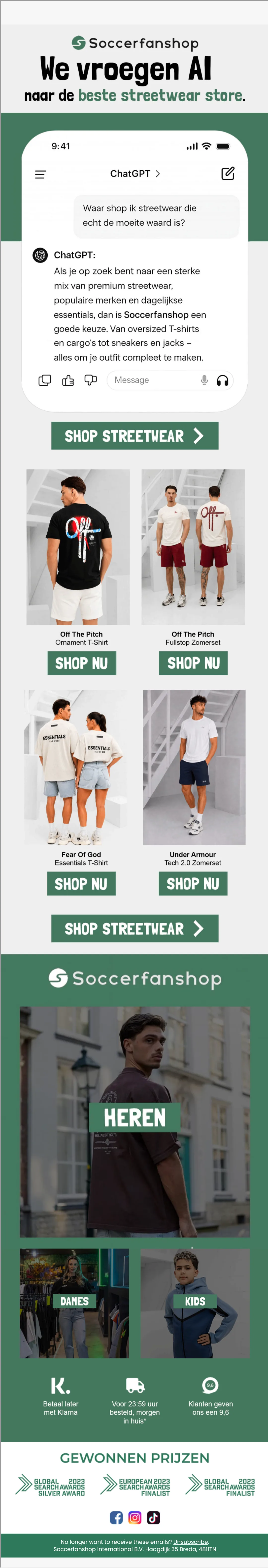 Complete nieuwsbrief Soccerfanshop - wij vroegen AI naar de beste streetwear store