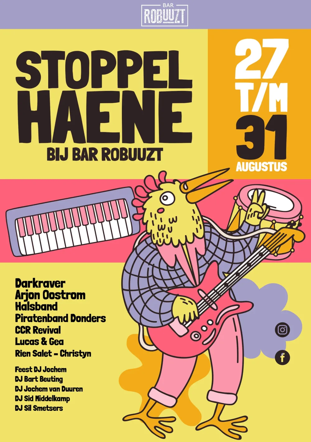 Geillustreerde festivalposter voor Stoppelhaene bij Bar Robuuzt