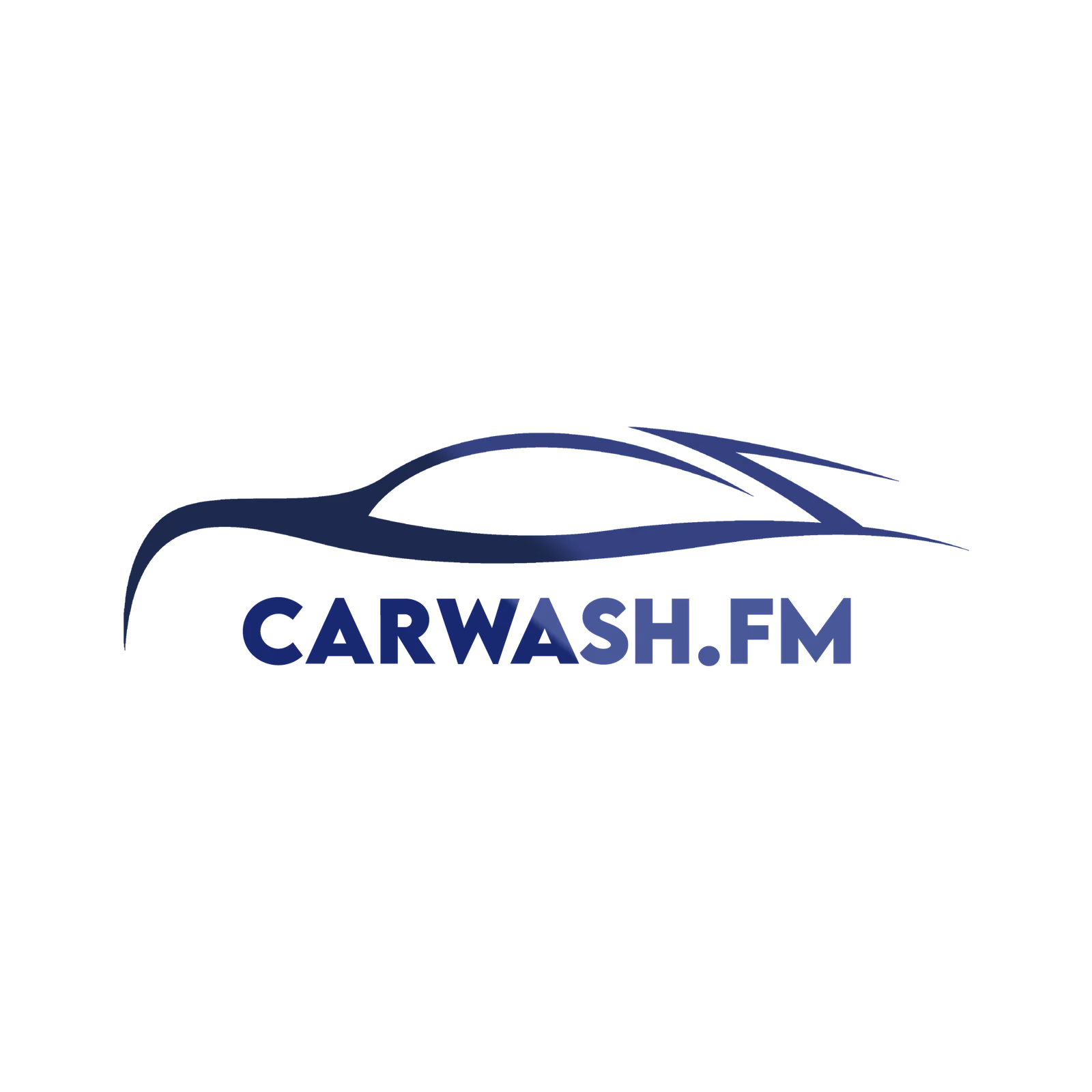 Logo-ontwerp voor Carwash.fm met blauw autosilhouet