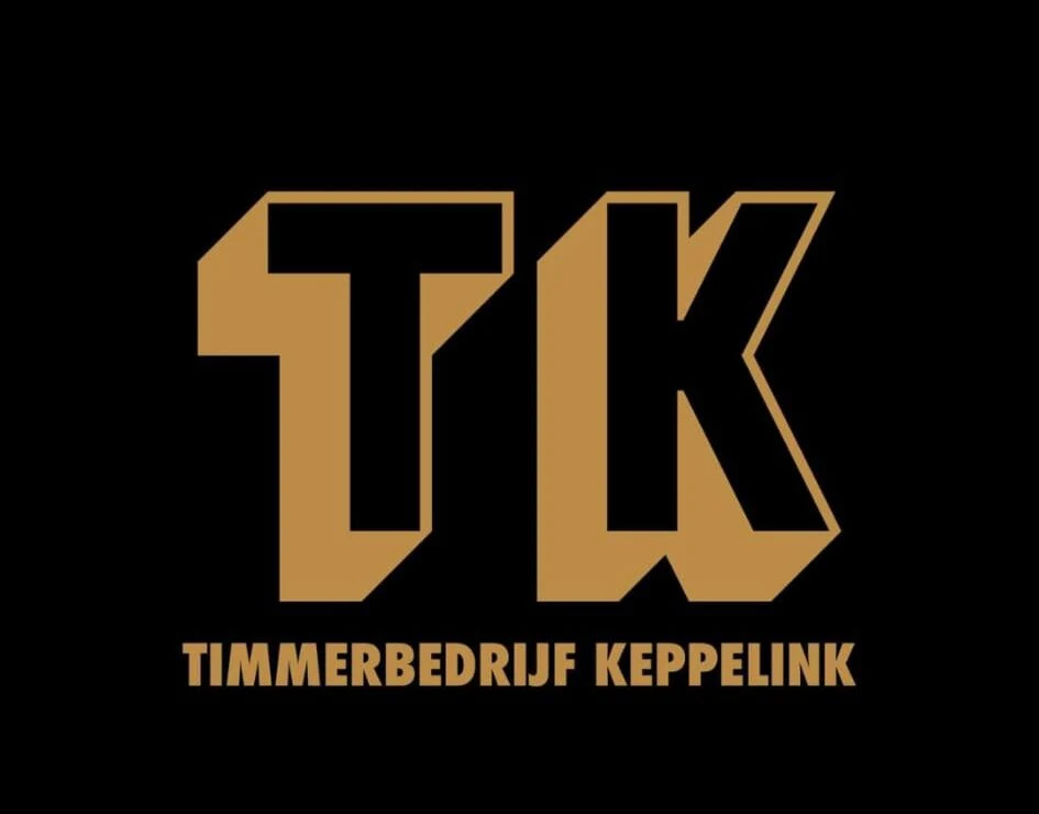 Logo-ontwerp voor Timmerbedrijf Keppelink: goudkleurig TK-monogram op zwart