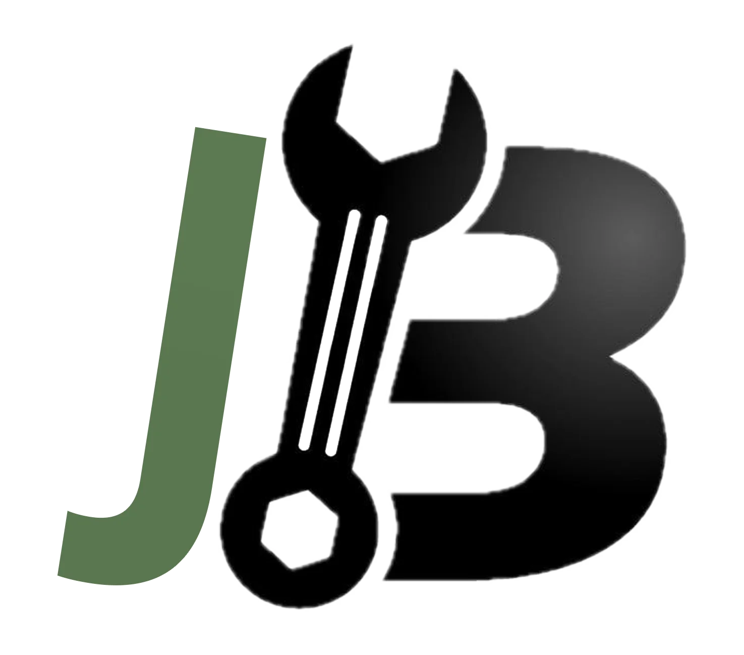 Logo-ontwerp voor JB met moersleutel als beeldmerk