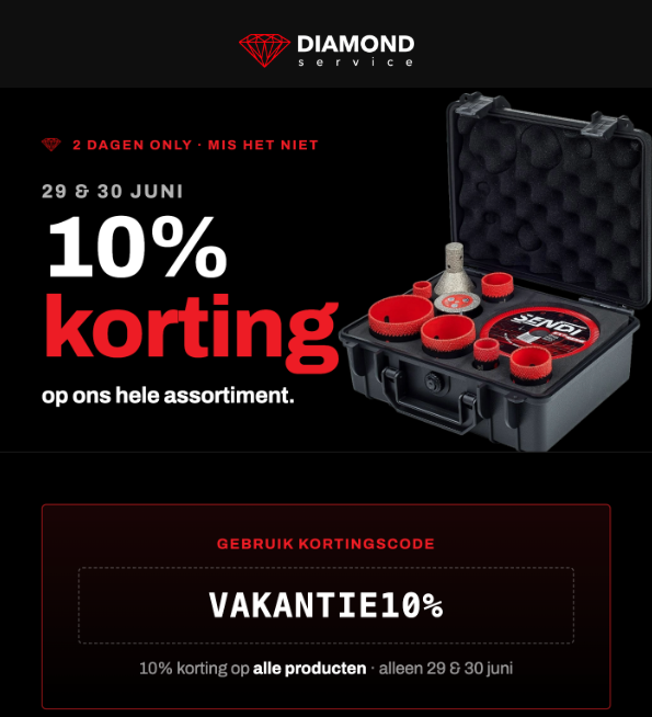 Nieuwsbrief Diamond Service - 10% kortingsactie