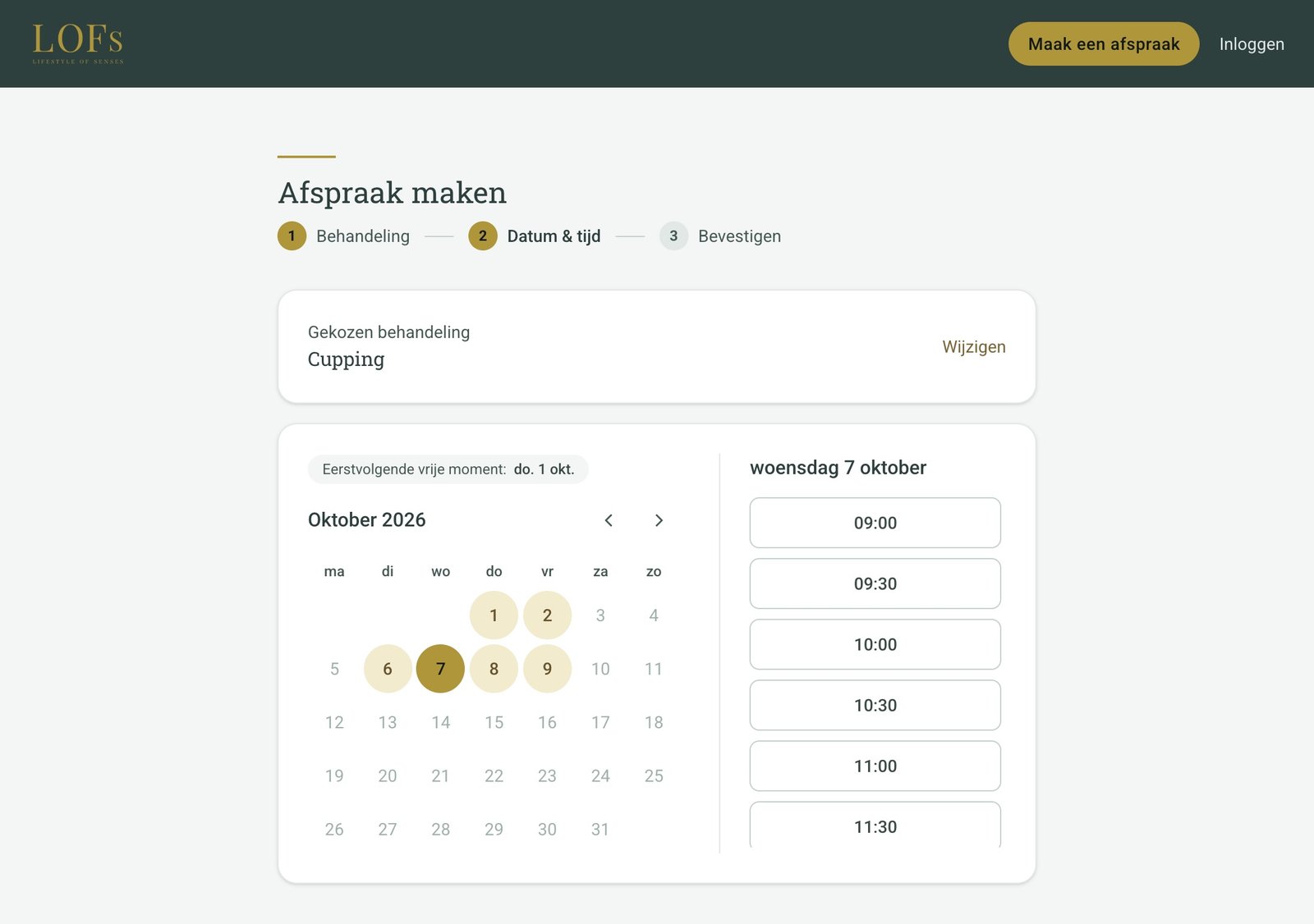 Afsprakenapp voor LOFs Lifestyle in Vriezenveen – datum en tijd kiezen