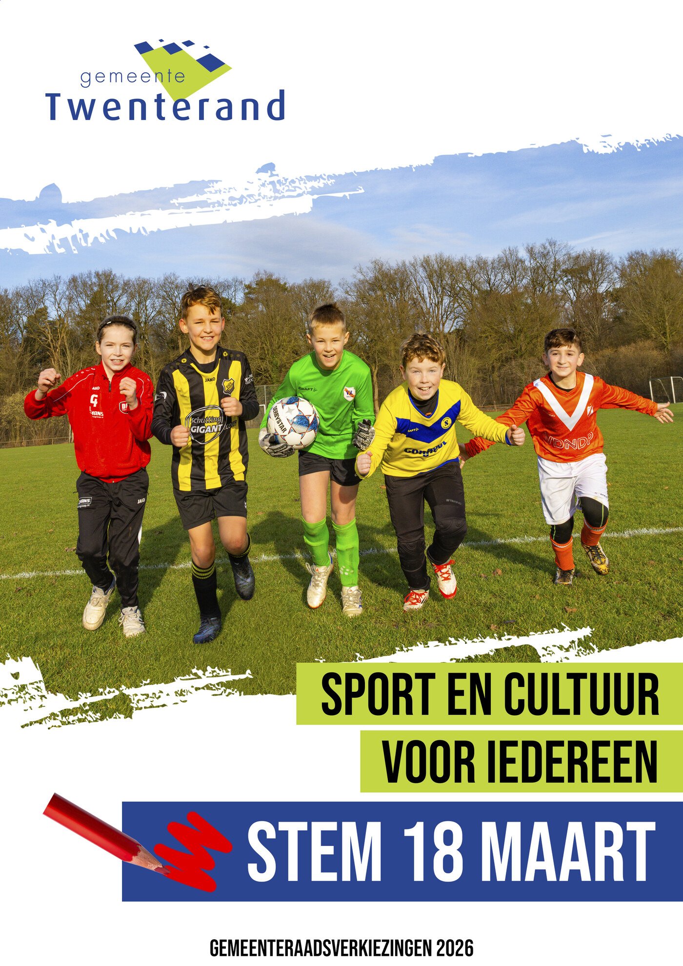 Verkiezingscampagne voor Gemeente Twenterand poster sport en cultuur
