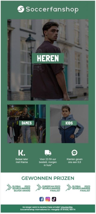 Nieuwsbrieven voor Soccerfanshop in Breda heren dames kids