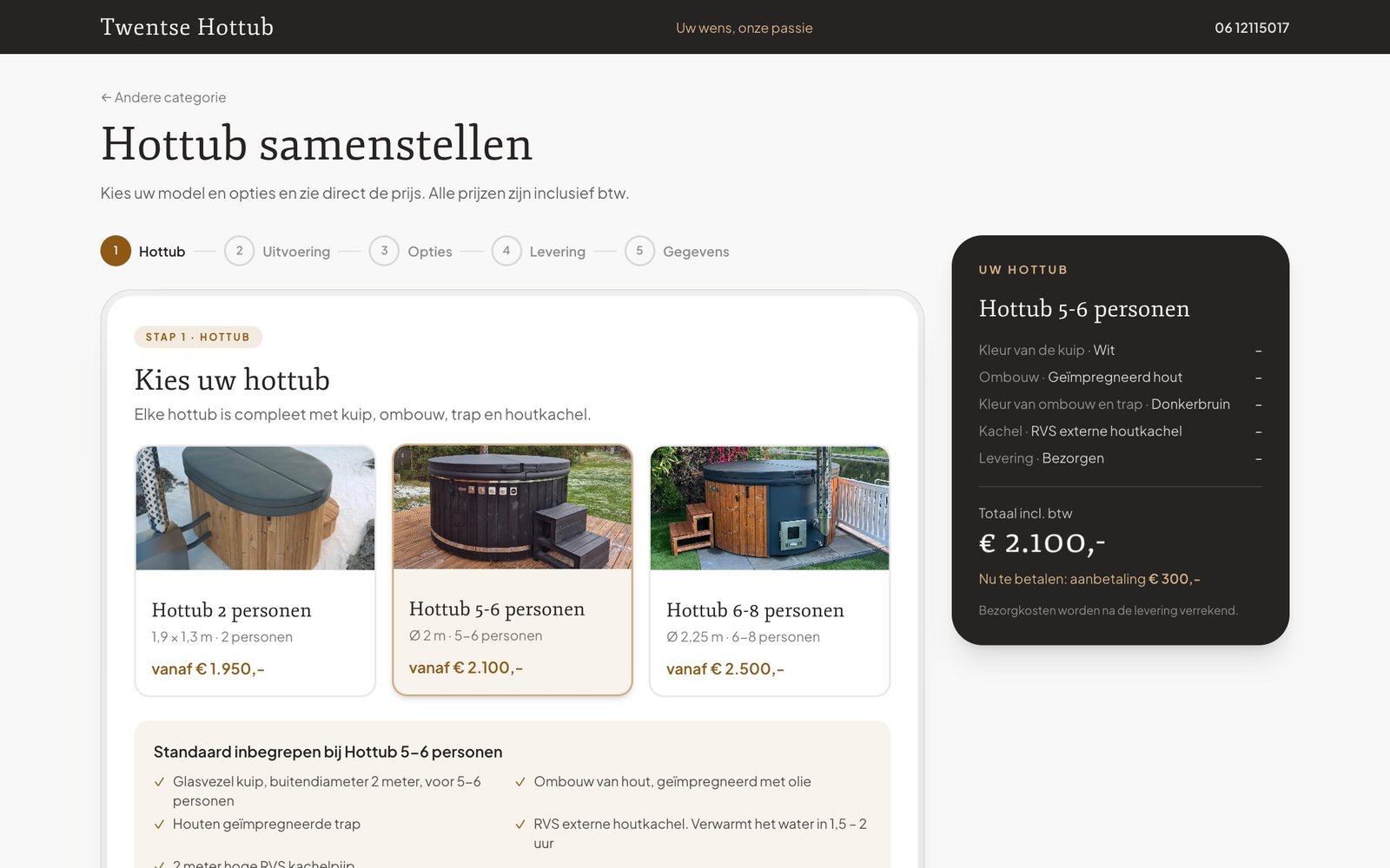 Offertetool voor Twentse Hottub in Daarlerveen – model kiezen