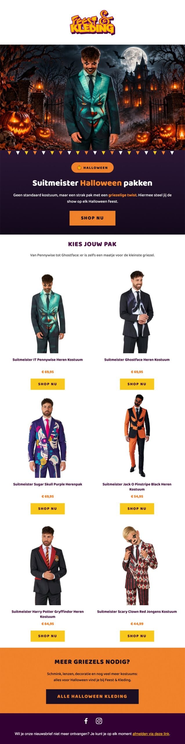 Nieuwsbrieven voor Feest en Kleding Halloween Suitmeister
