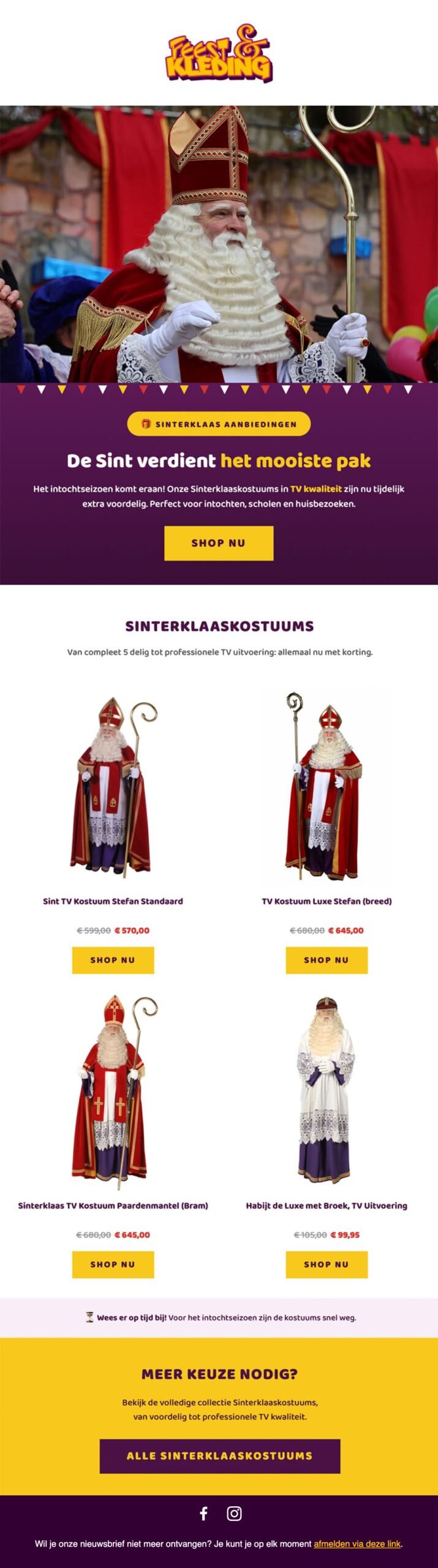 Nieuwsbrieven voor Feest en Kleding Sinterklaas TV-kostuums