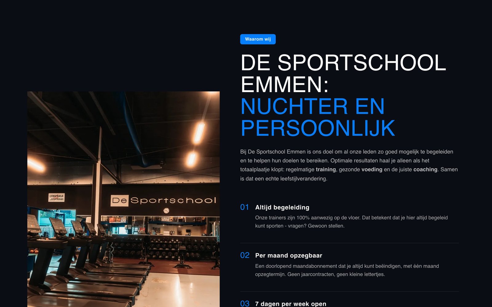 De Sportschool in Emmen sectie waarom